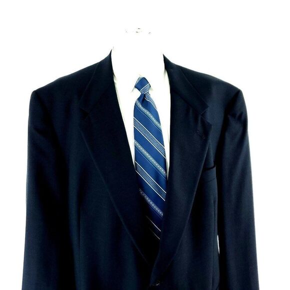 Hart Schaffner Marx Soft Tailored Virgin Heavy Wool 2 Button Sport Coat 48L Blue - Picture 1 of 11